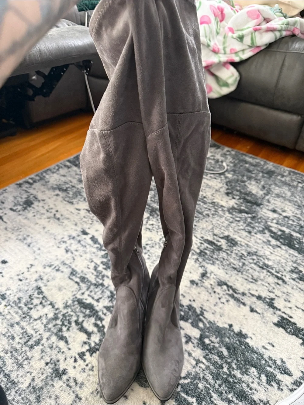 Marc Fisher Gray Over-the-Knee Suede Boots